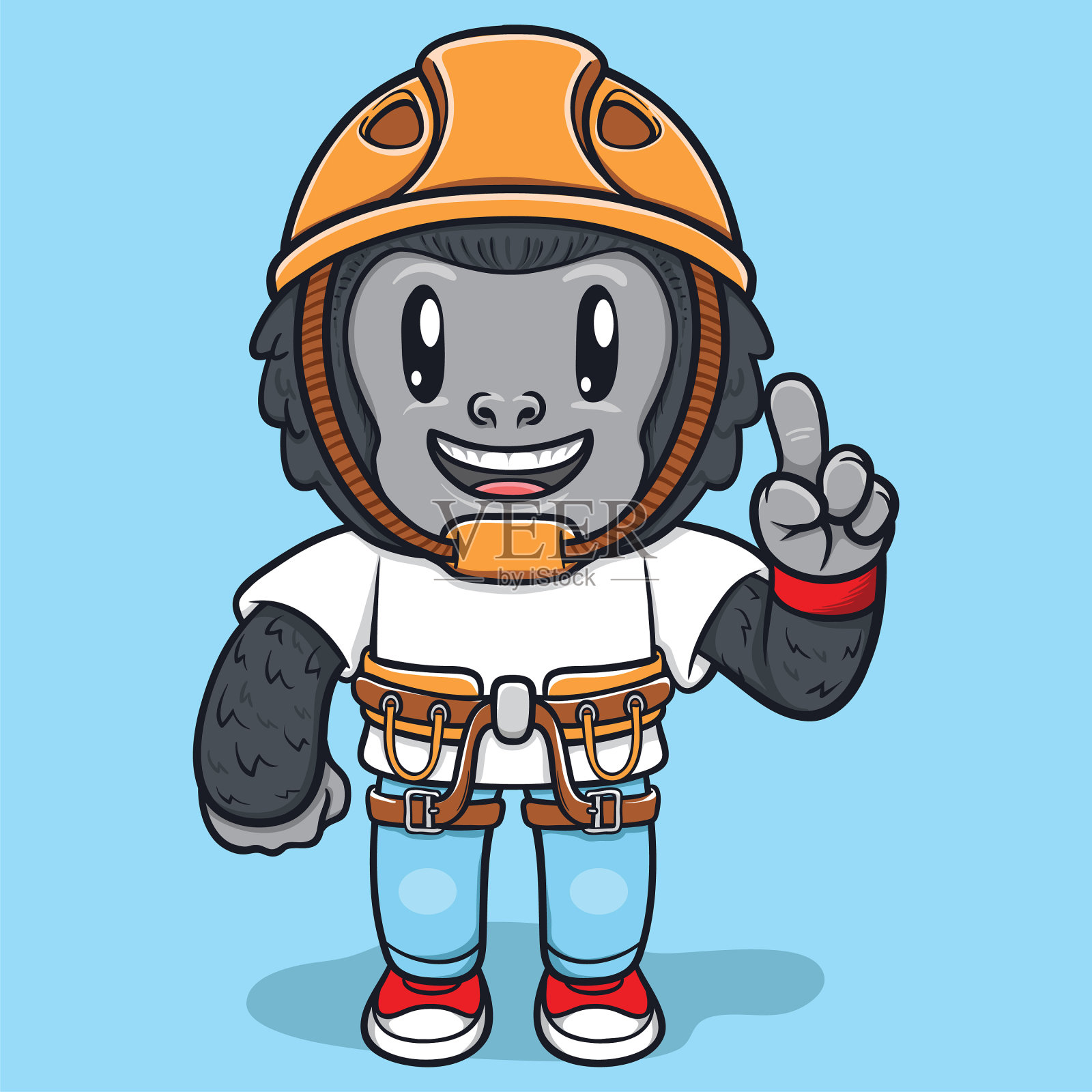 可爱的猴子穿着冒险套装的角色插画图片素材