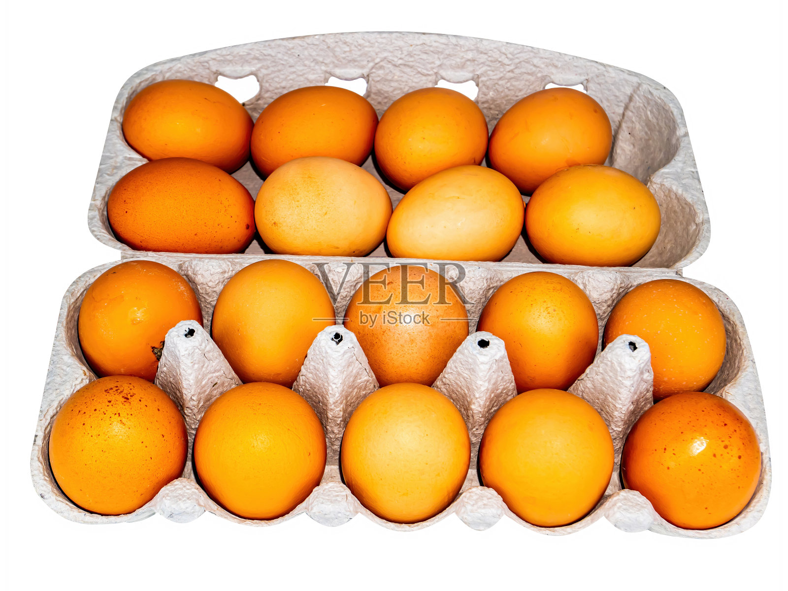 棕色的鸡蛋放在纸箱里。照片摄影图片