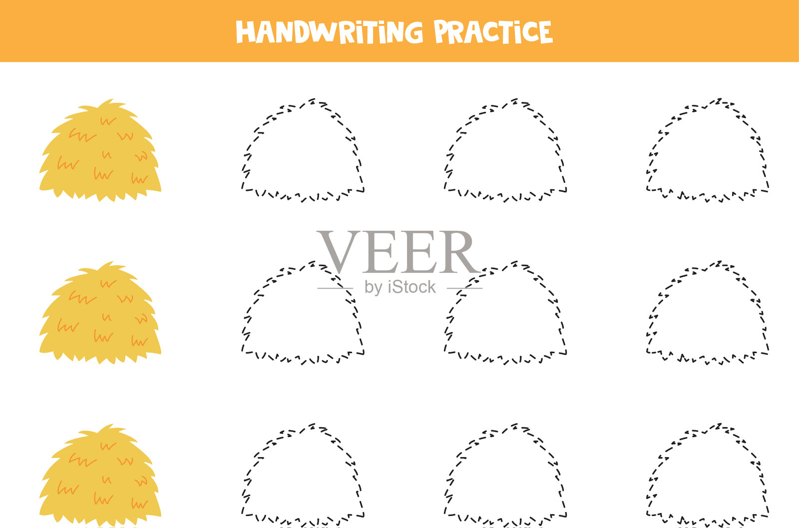 跟踪线与干草堆写作练习插画图片素材