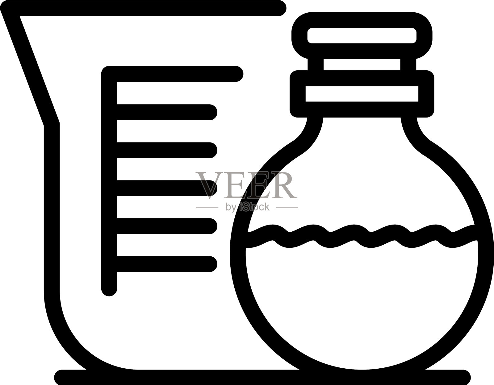 化学烧瓶图标轮廓风格图标素材