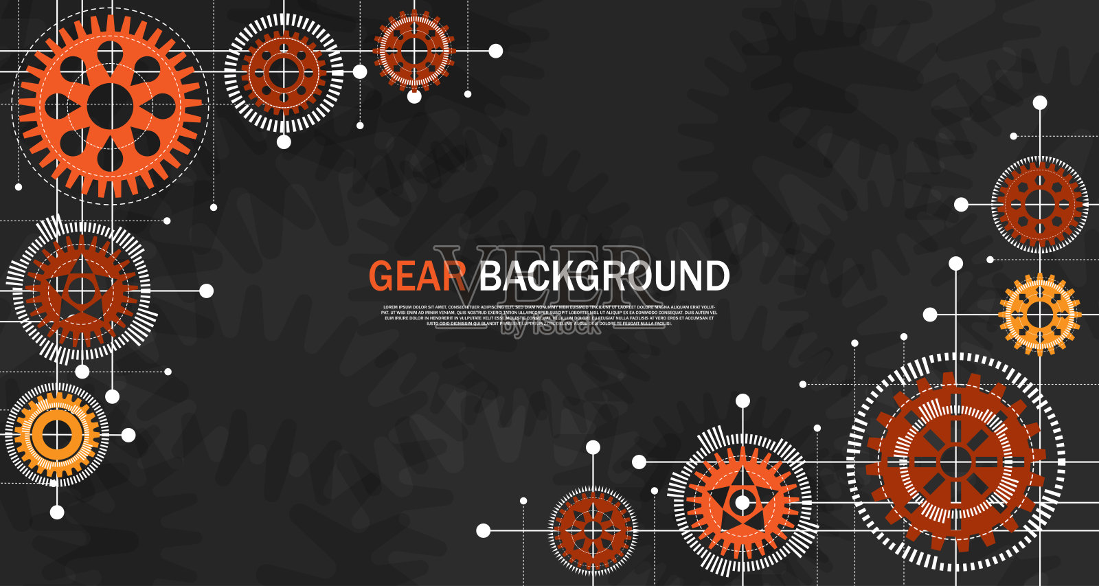 工程齿轮黑色背景橙色技术风格网络EP.1插画图片素材