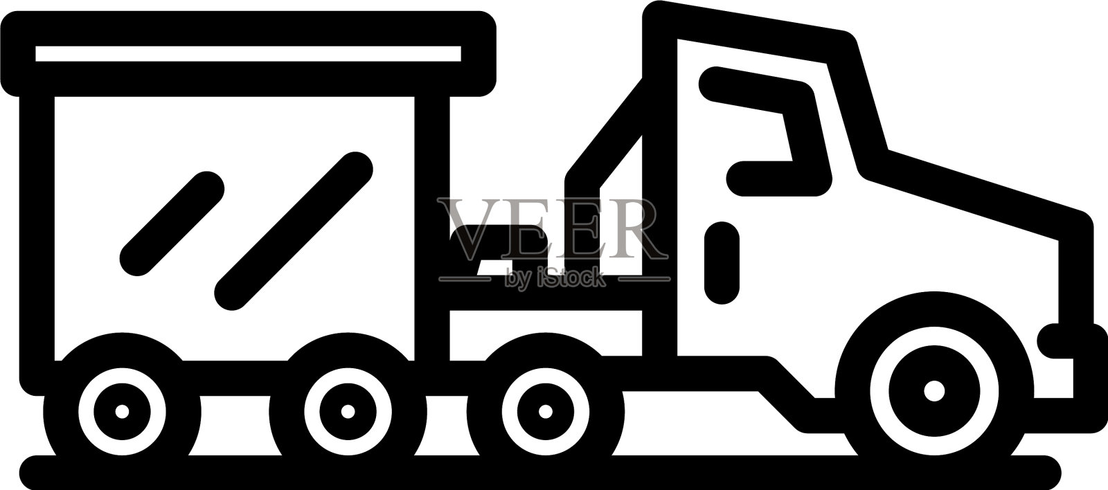 机场卡车图标轮廓样式插画图片素材