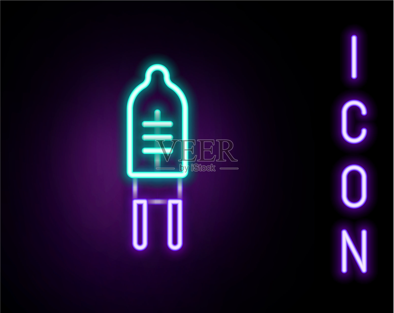 发光的霓虹灯线发光二极管图标插画图片素材
