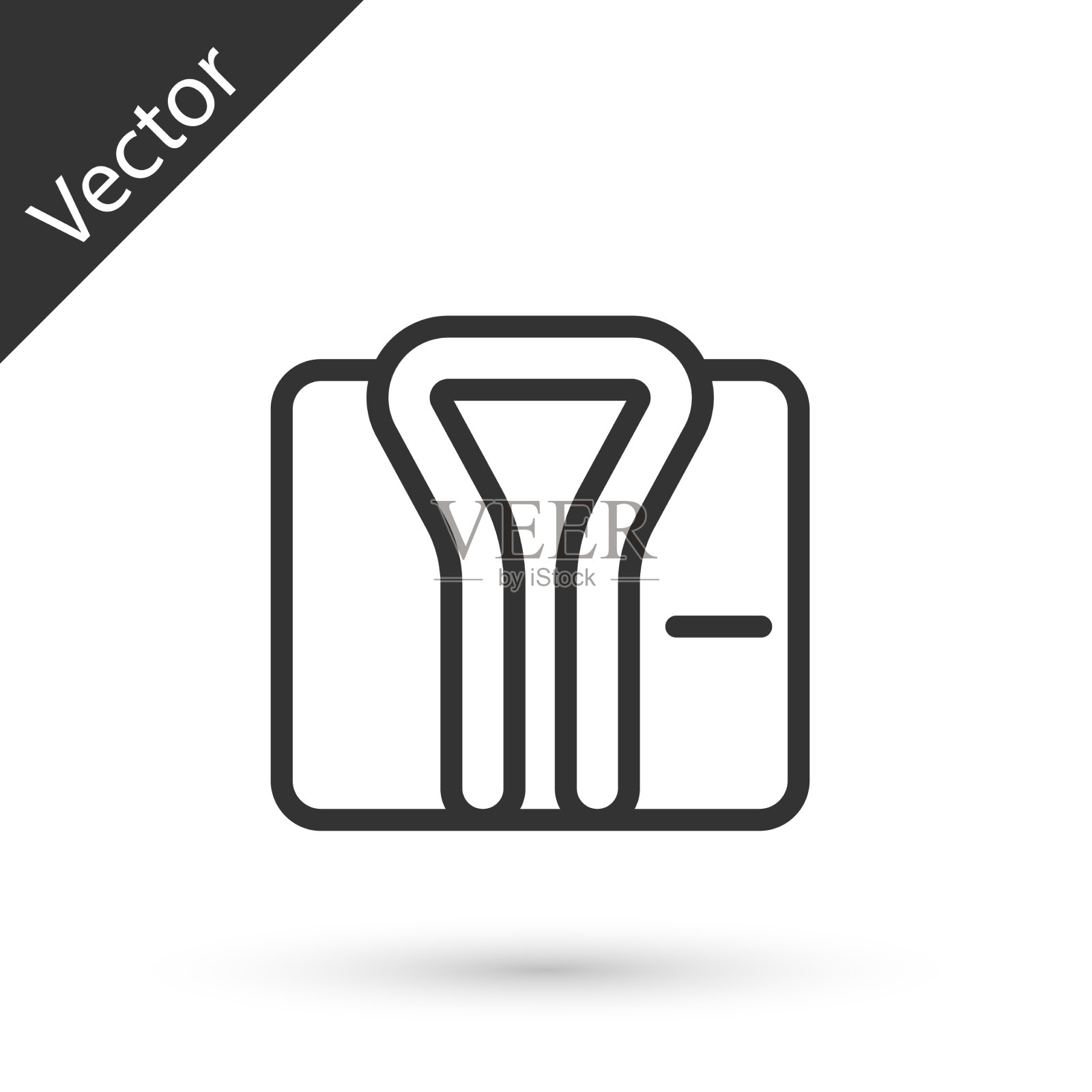 灰线浴袍图标孤立在白色图标素材