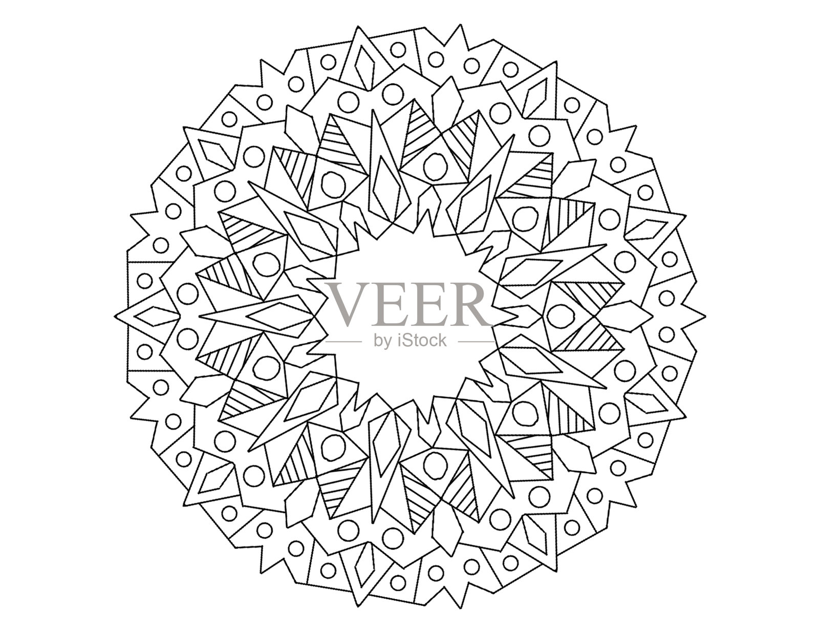 曼陀罗艺术设计与皇家看黑白插画图片素材