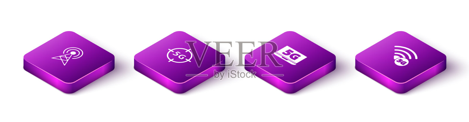 设置等距天线5g网络笔记本电脑与图标素材