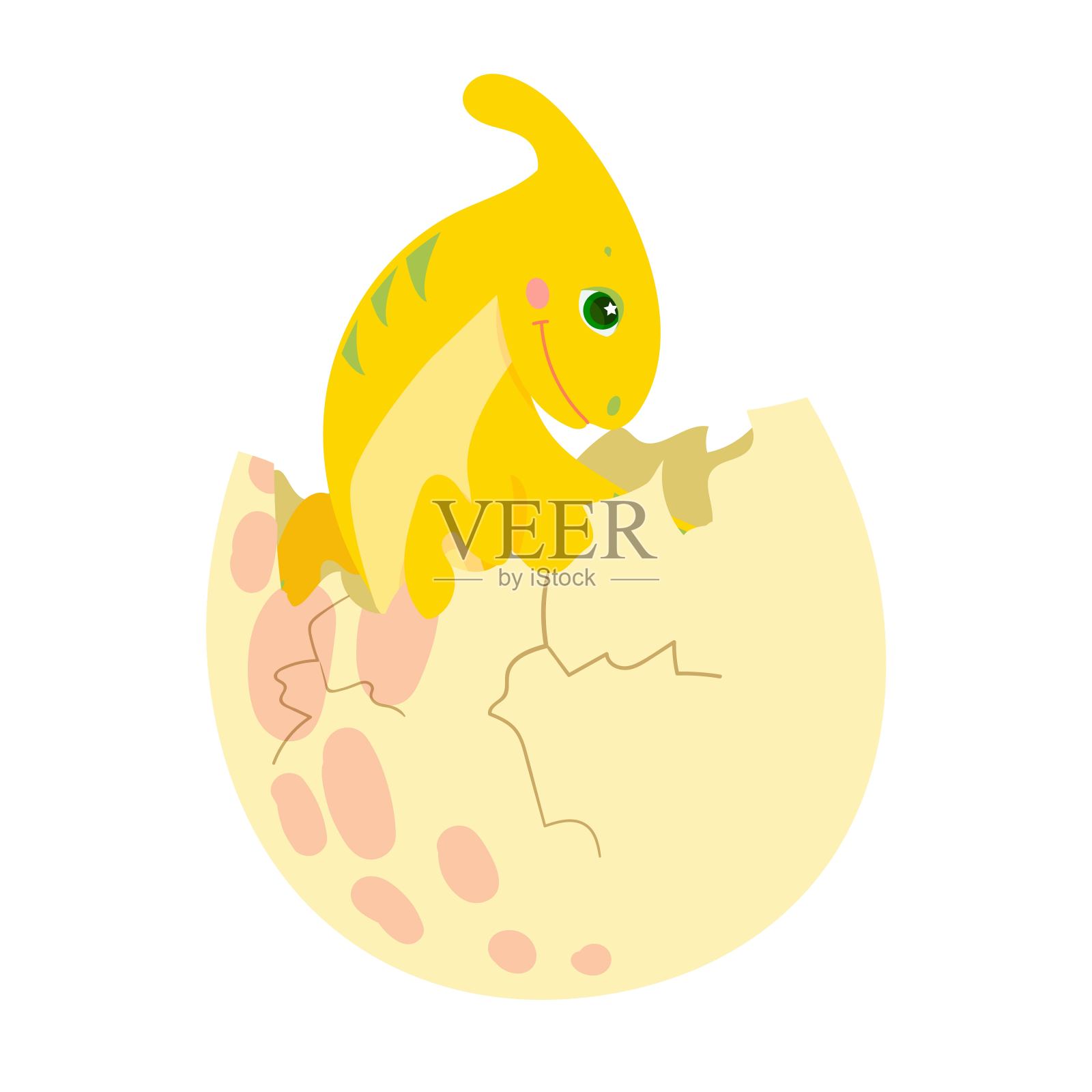 恐龙的蛋。可爱的史前动物。小恐龙的生日。聪明孩子的打印。矢量插图上的白色背景插画图片素材