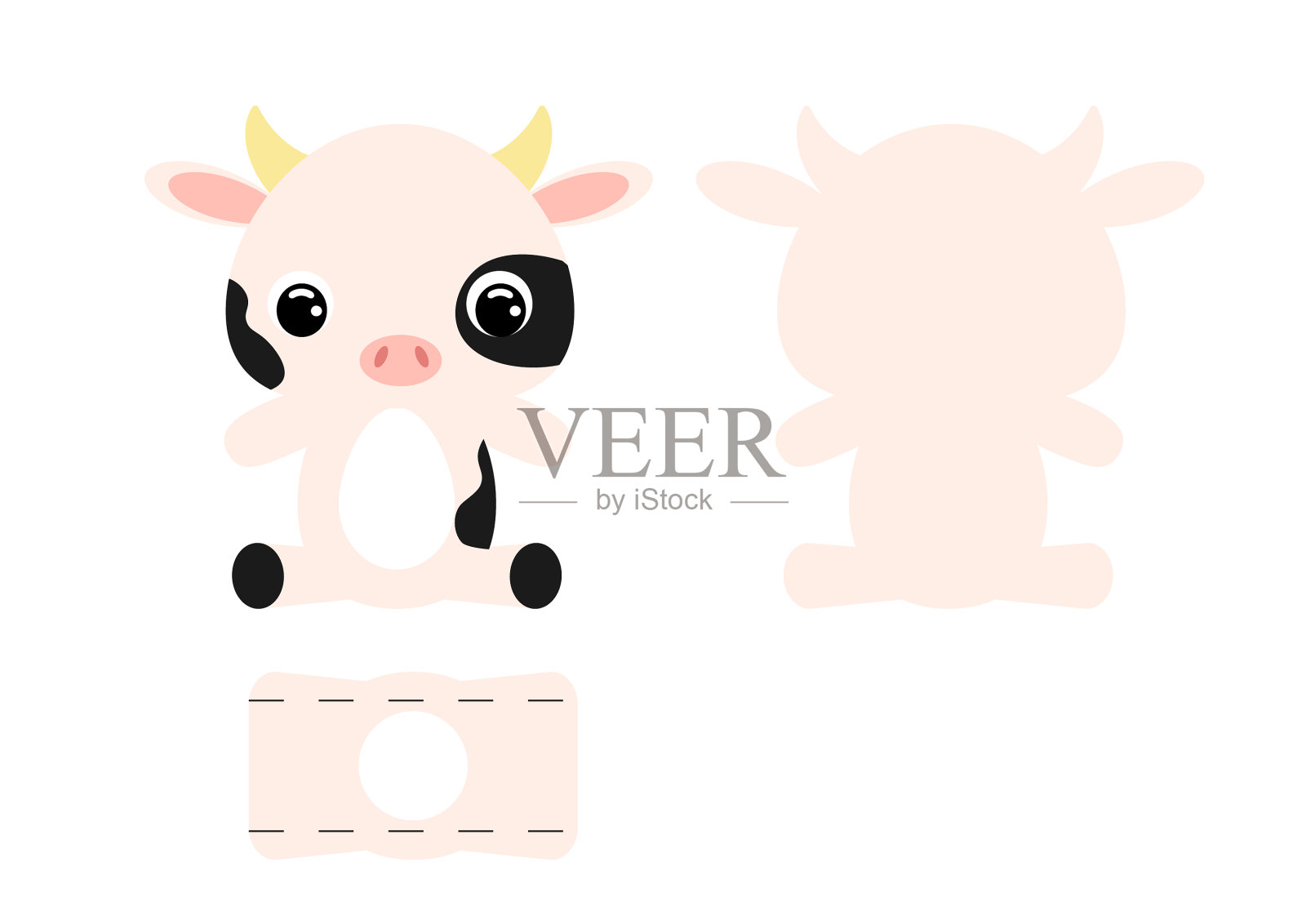 Diy可爱奶牛巧克力蛋托模板零售插画图片素材