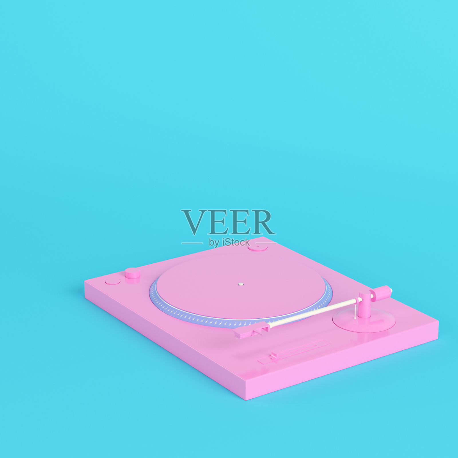 粉红色的转盘在明亮的蓝色背景在柔和的颜色照片摄影图片