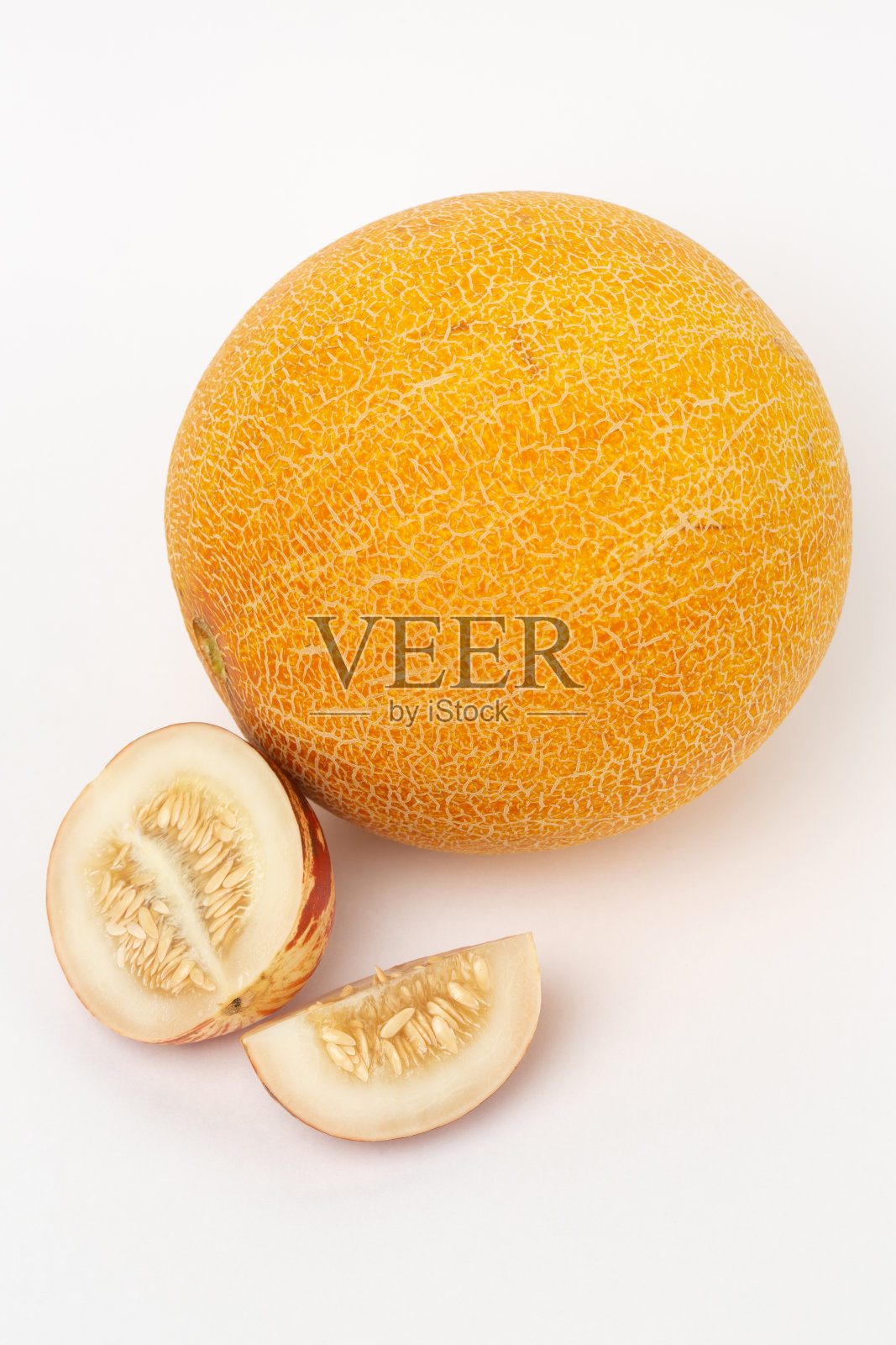 白色背景上的整个甜瓜照片摄影图片