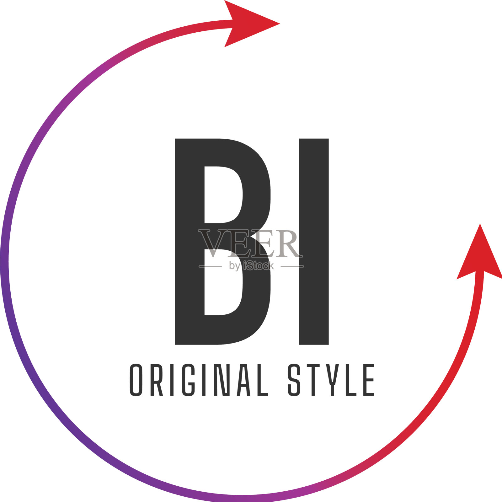 首字母bi圆彩色logo设计插画图片素材