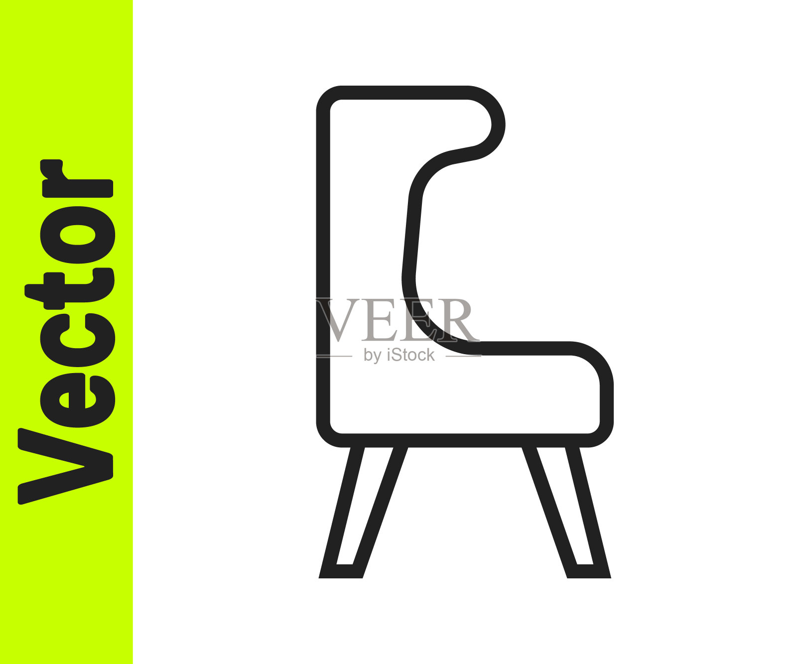 黑色线条扶手椅图标孤立的白色背景。向量插画图片素材