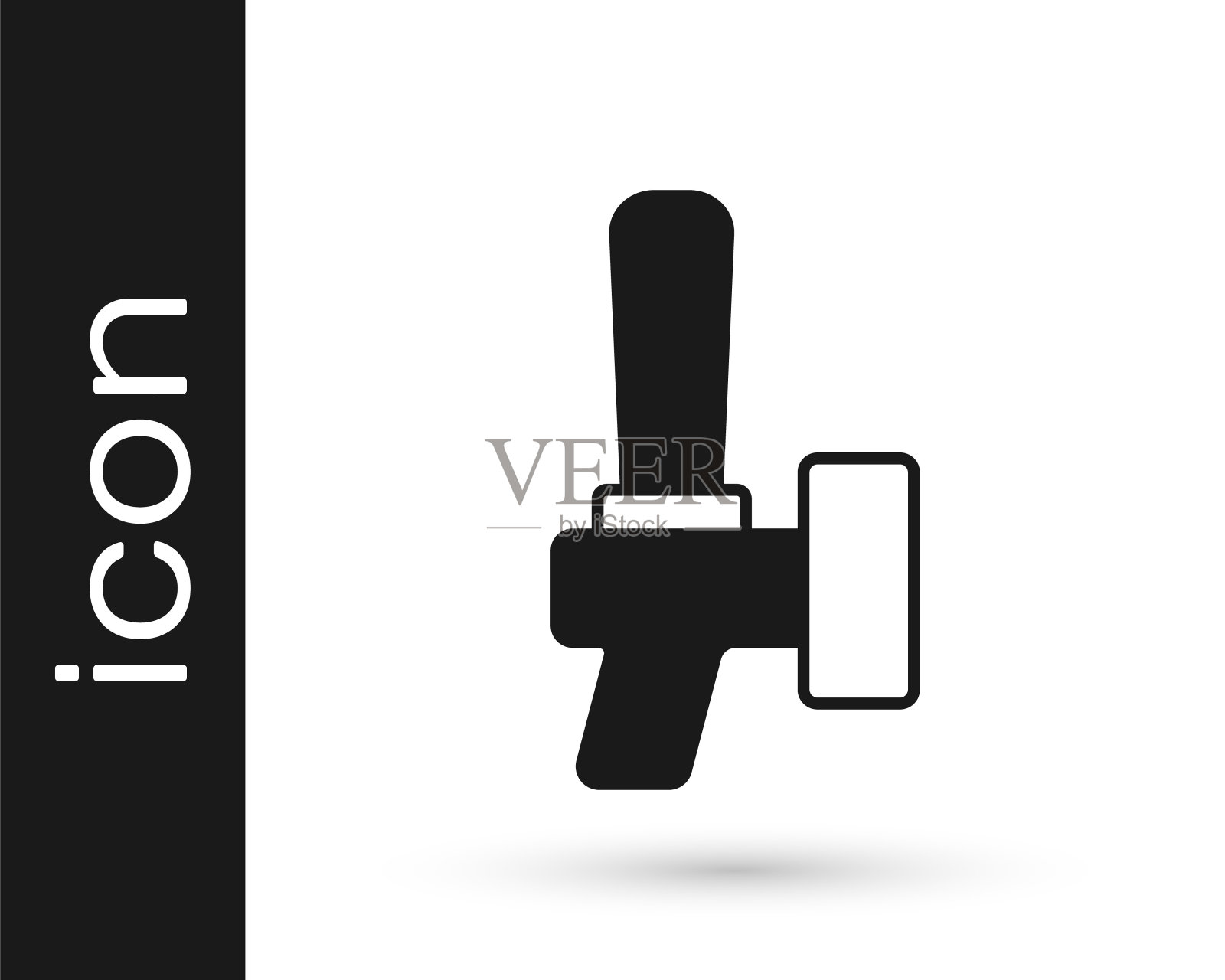 黑啤酒龙头图标孤立的白色背景。向量图标素材