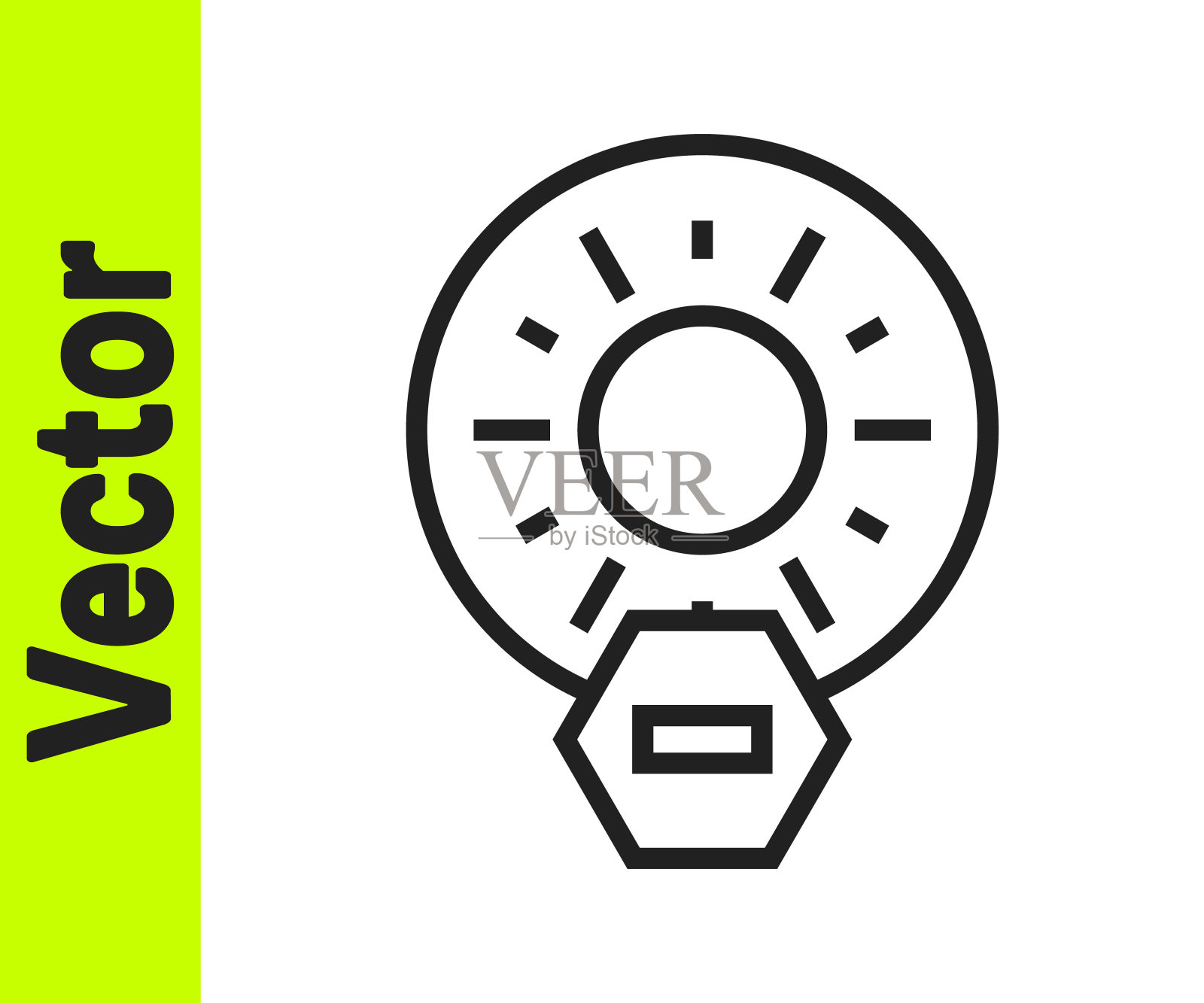 黑线白色背景上没有直接阳光照射图标。向量图标素材