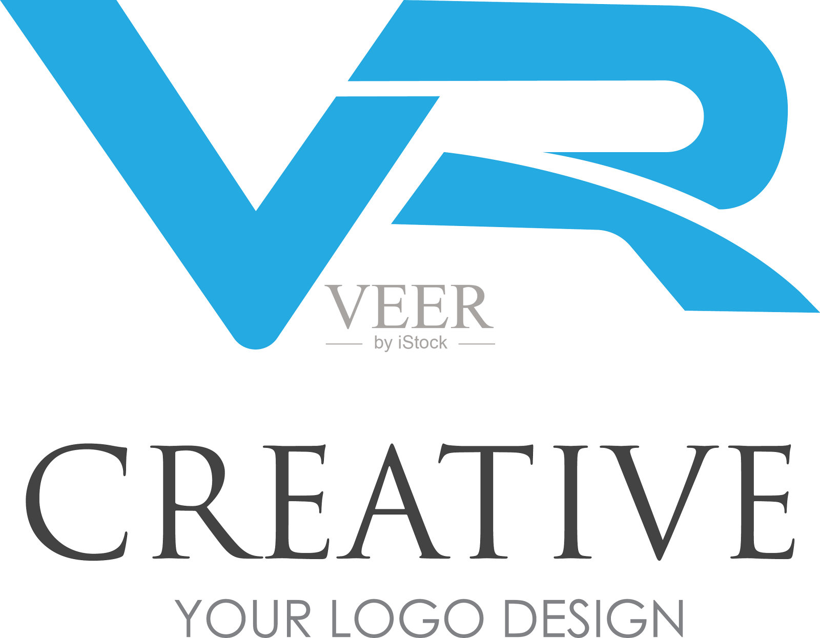 Vr字母标志设计具有创意的现代时尚感插画图片素材