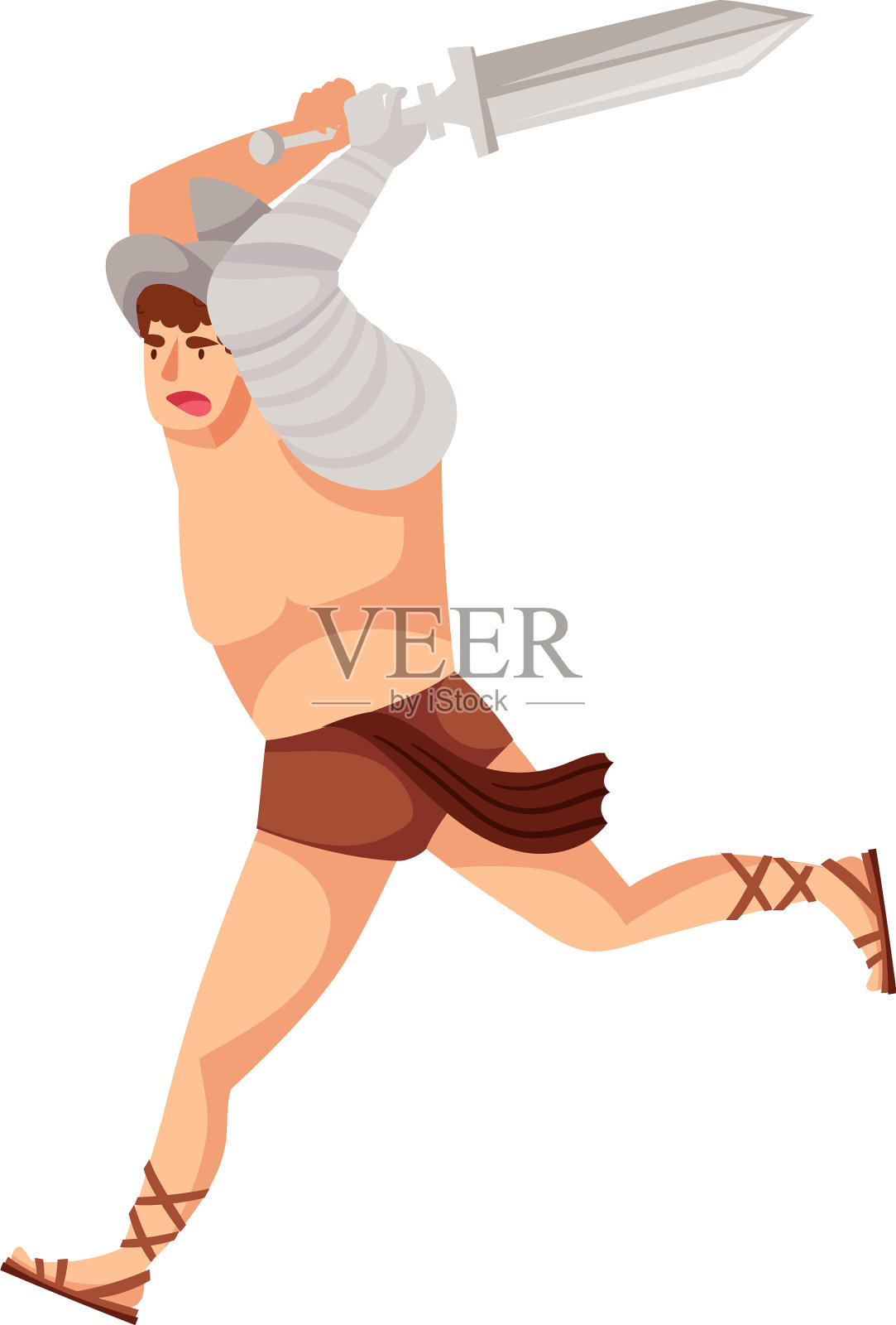 古罗马士兵或希腊战士的穿着插画图片素材