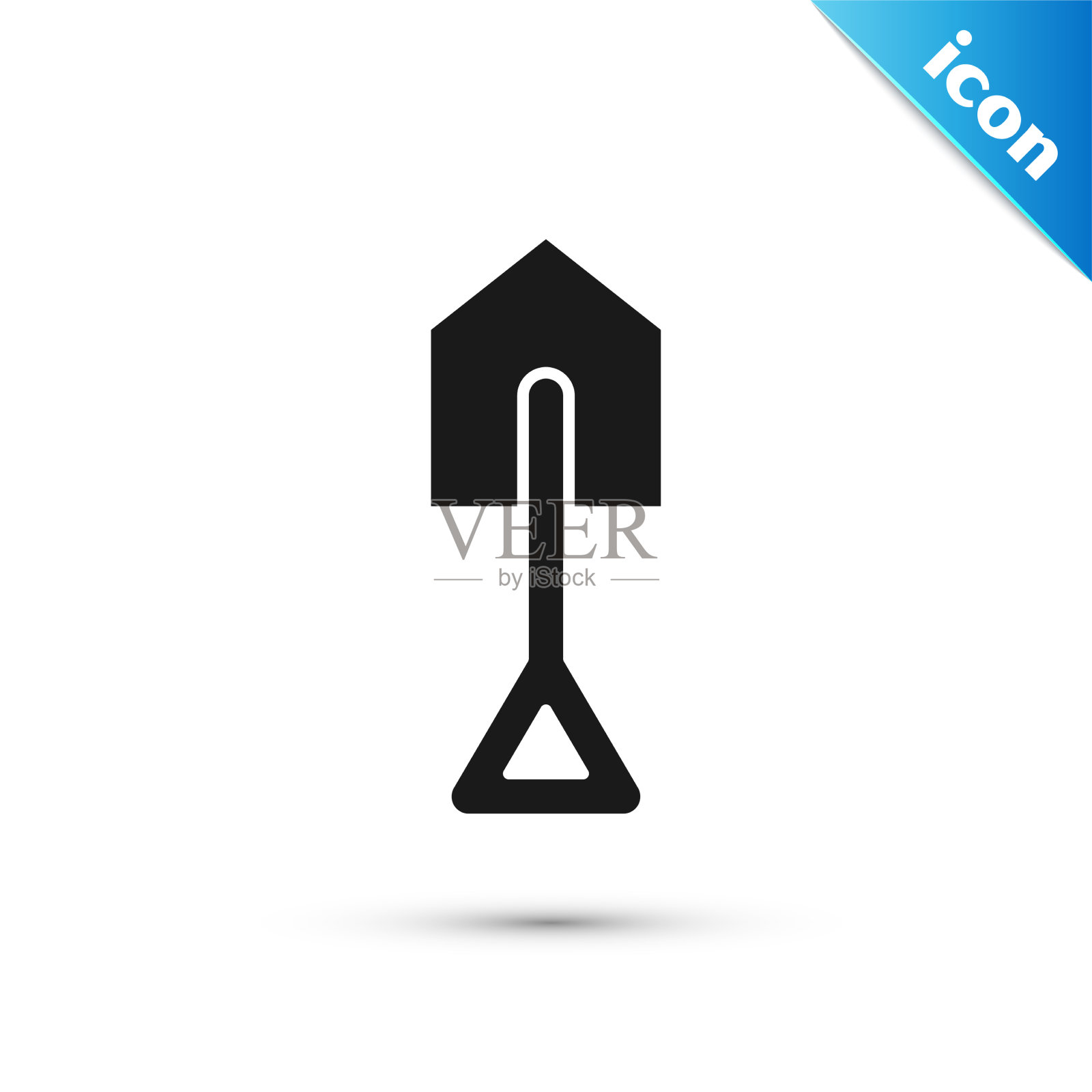 灰色铲图标孤立在白色背景图标素材