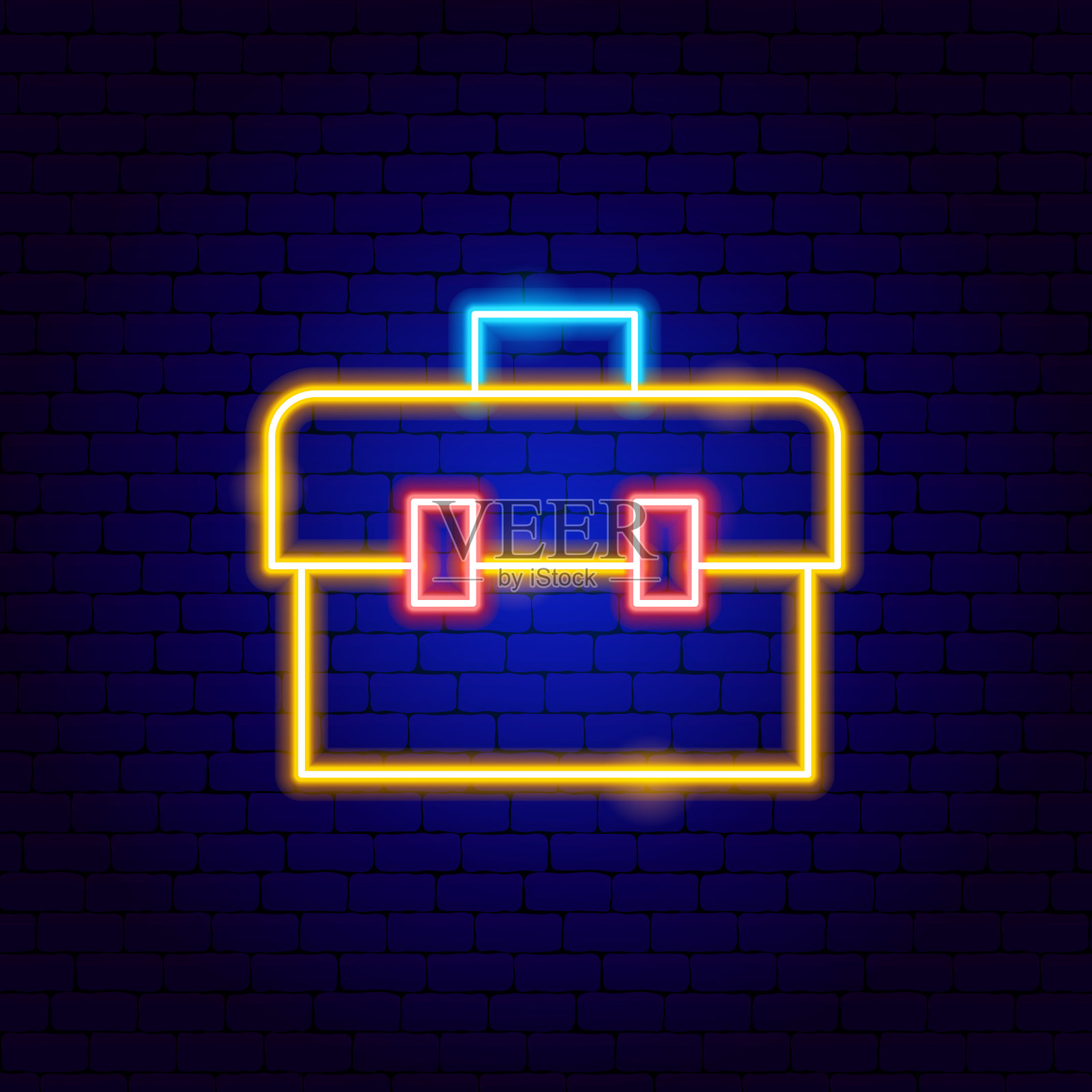 工具箱霓虹灯插画图片素材