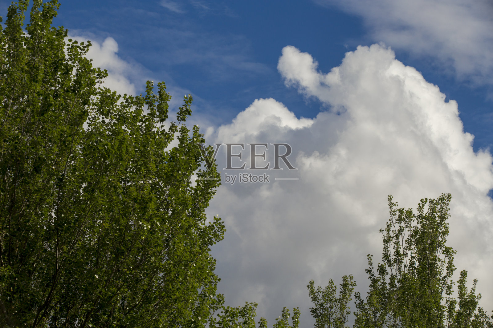 蓝天细密,云清气爽。雷暴概率。照片摄影图片