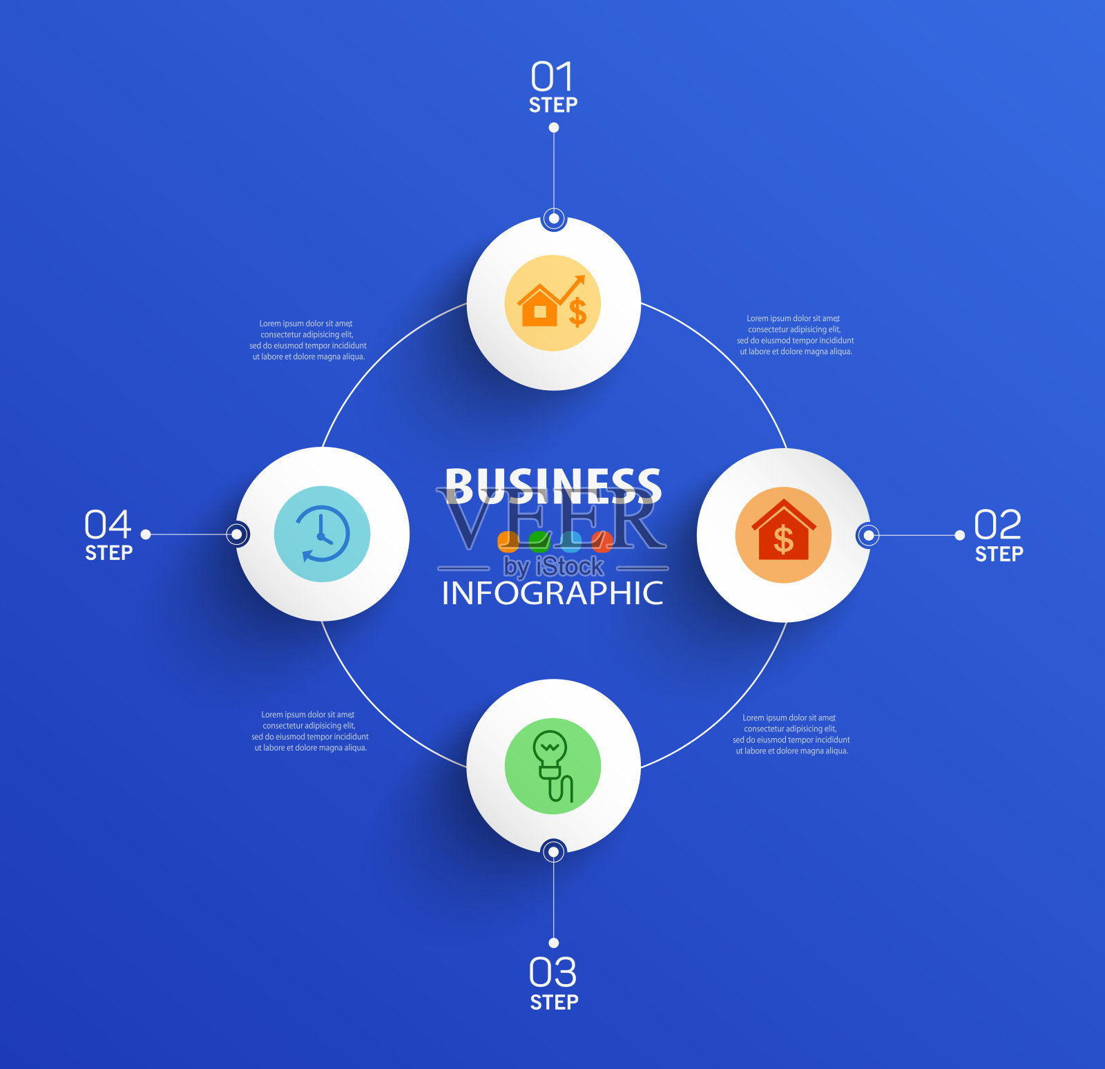 信息图表模板与4个选项或步骤插画图片素材