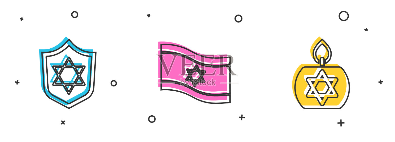 设盾牌与星大卫旗以色列和图标素材
