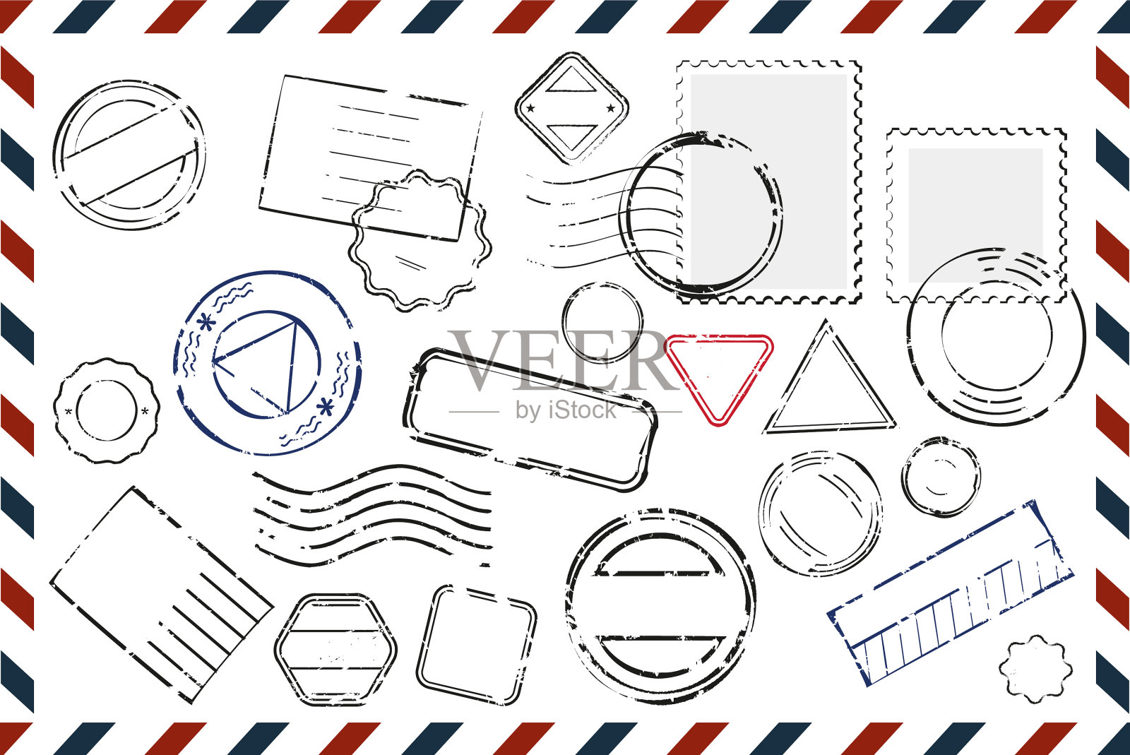 信封用空邮票组成图标素材