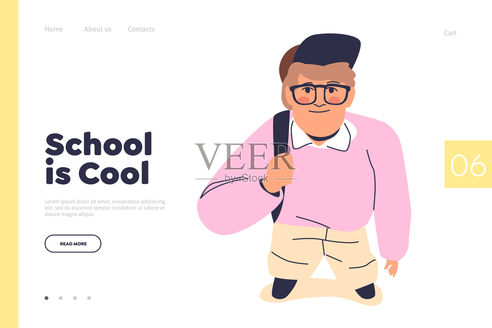 学校是酷着陆页概念可爱插画图片素材