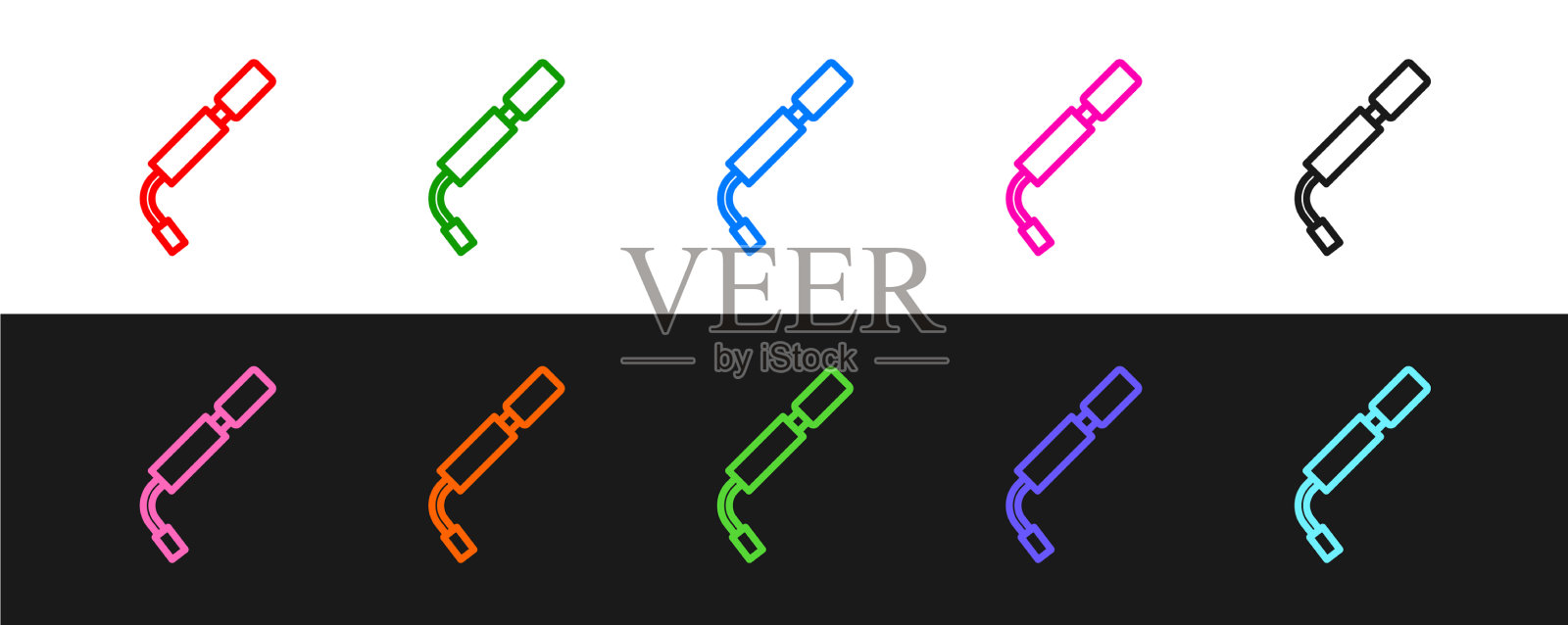 设置线自行车气泵图标隔离在黑色图标素材