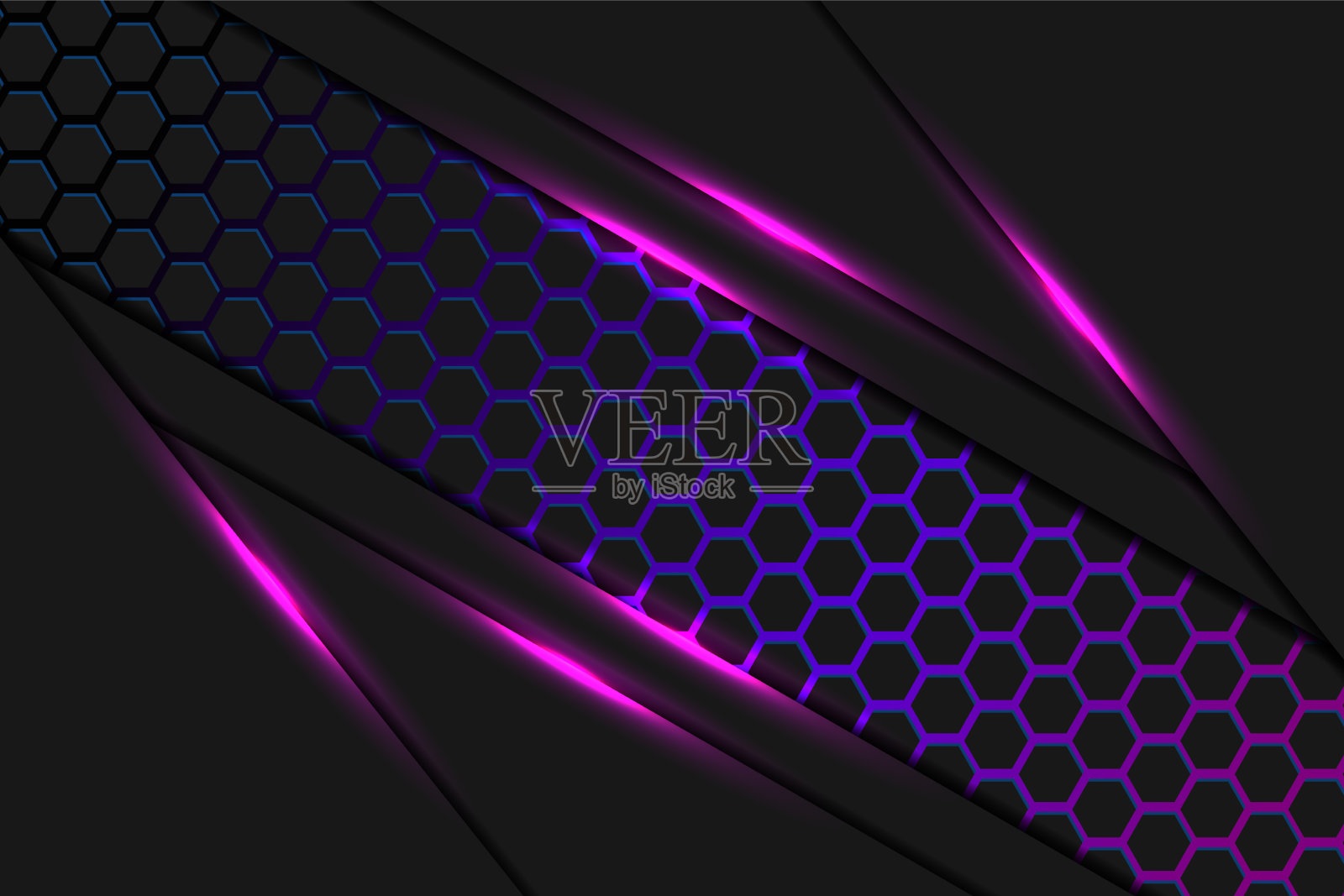 抽象的粉红色轻六边形图案重叠插画图片素材