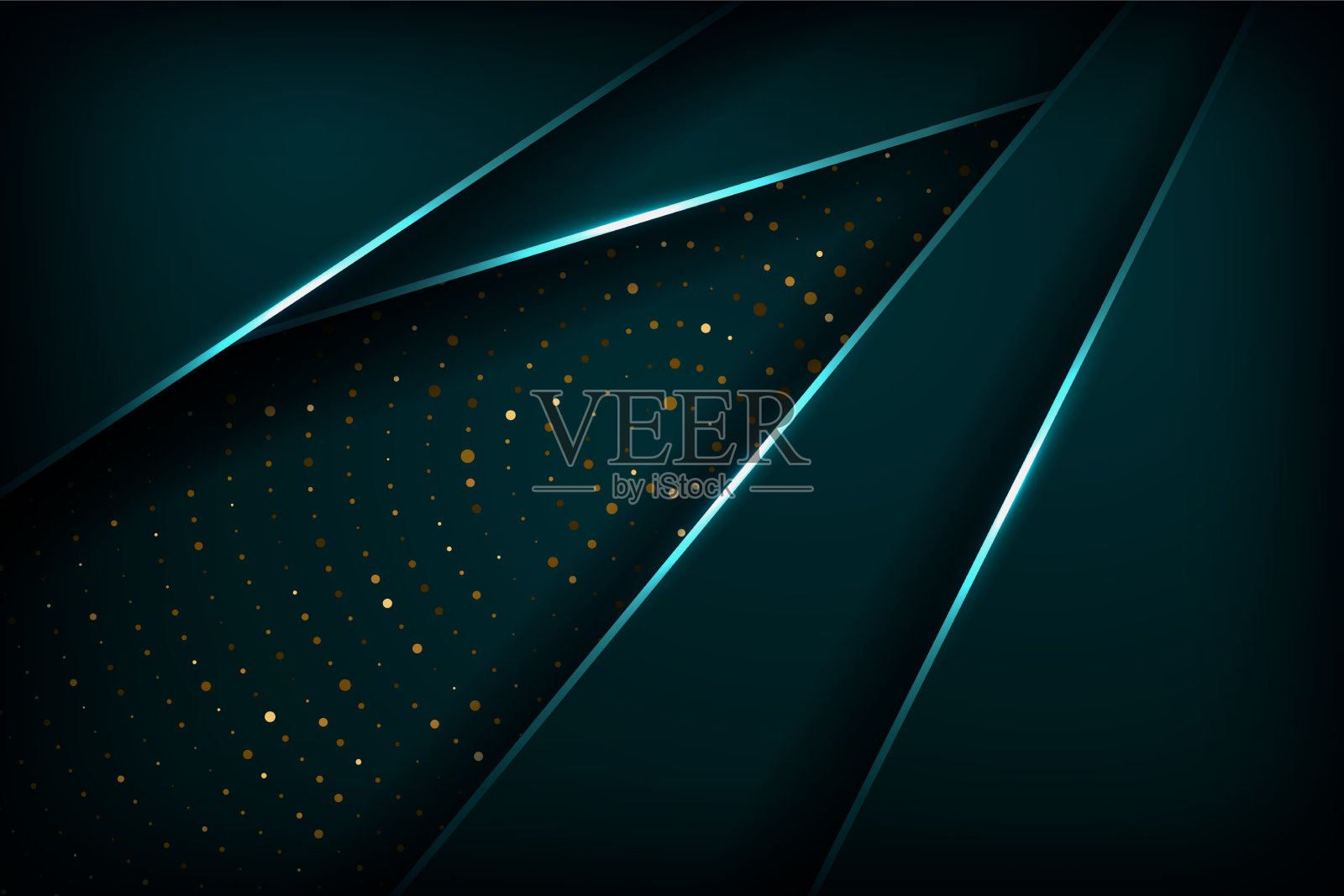 抽象的深绿色与白光线重叠插画图片素材