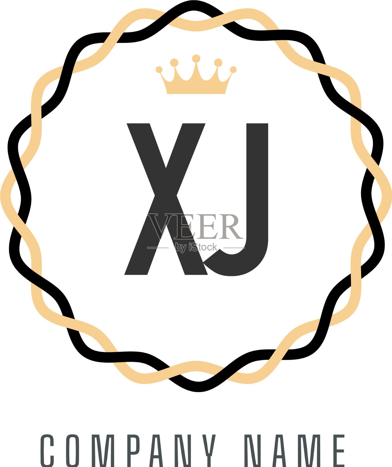 首字母xj王标志概念复古标志插画图片素材