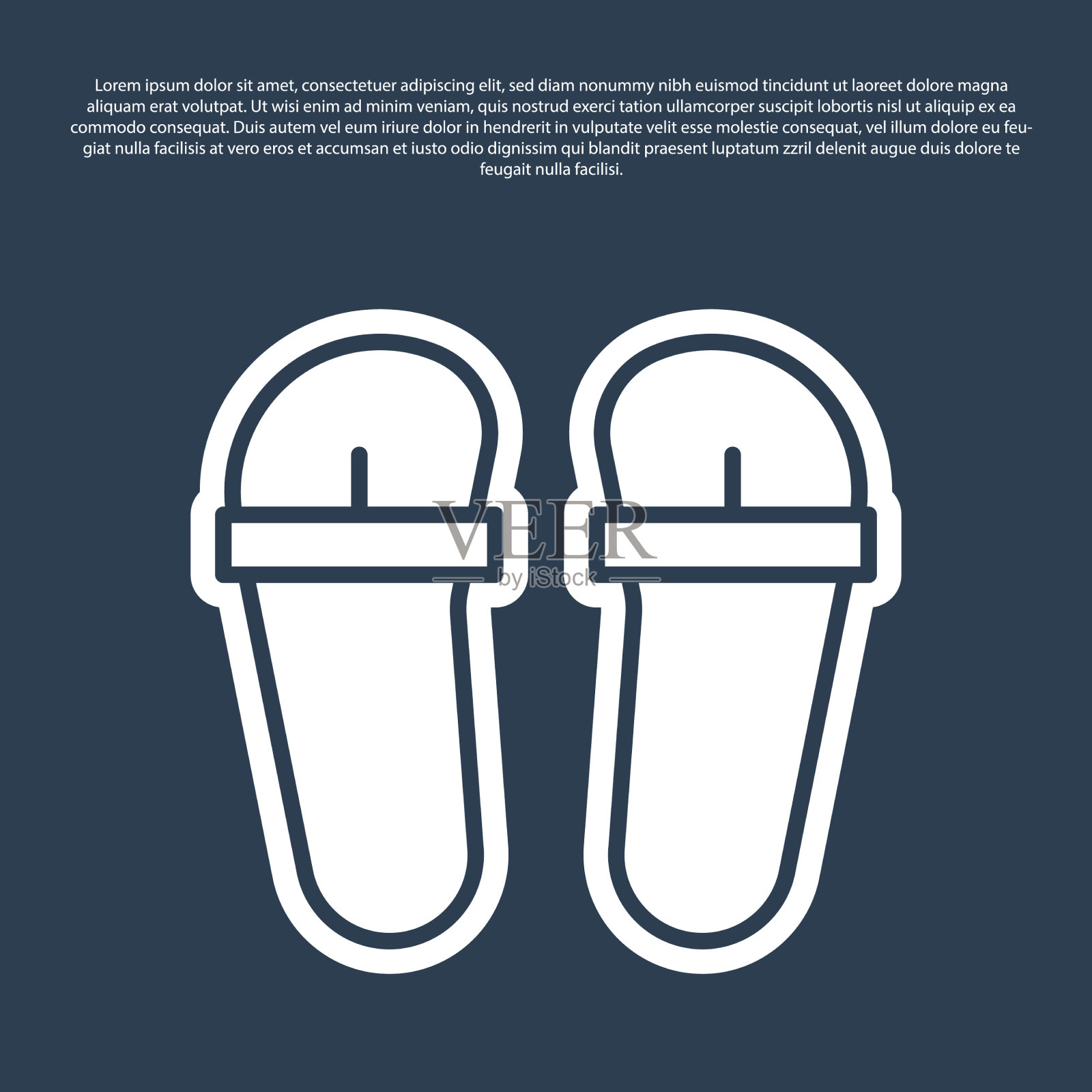 蓝线flip flops图标孤立在蓝色插画图片素材