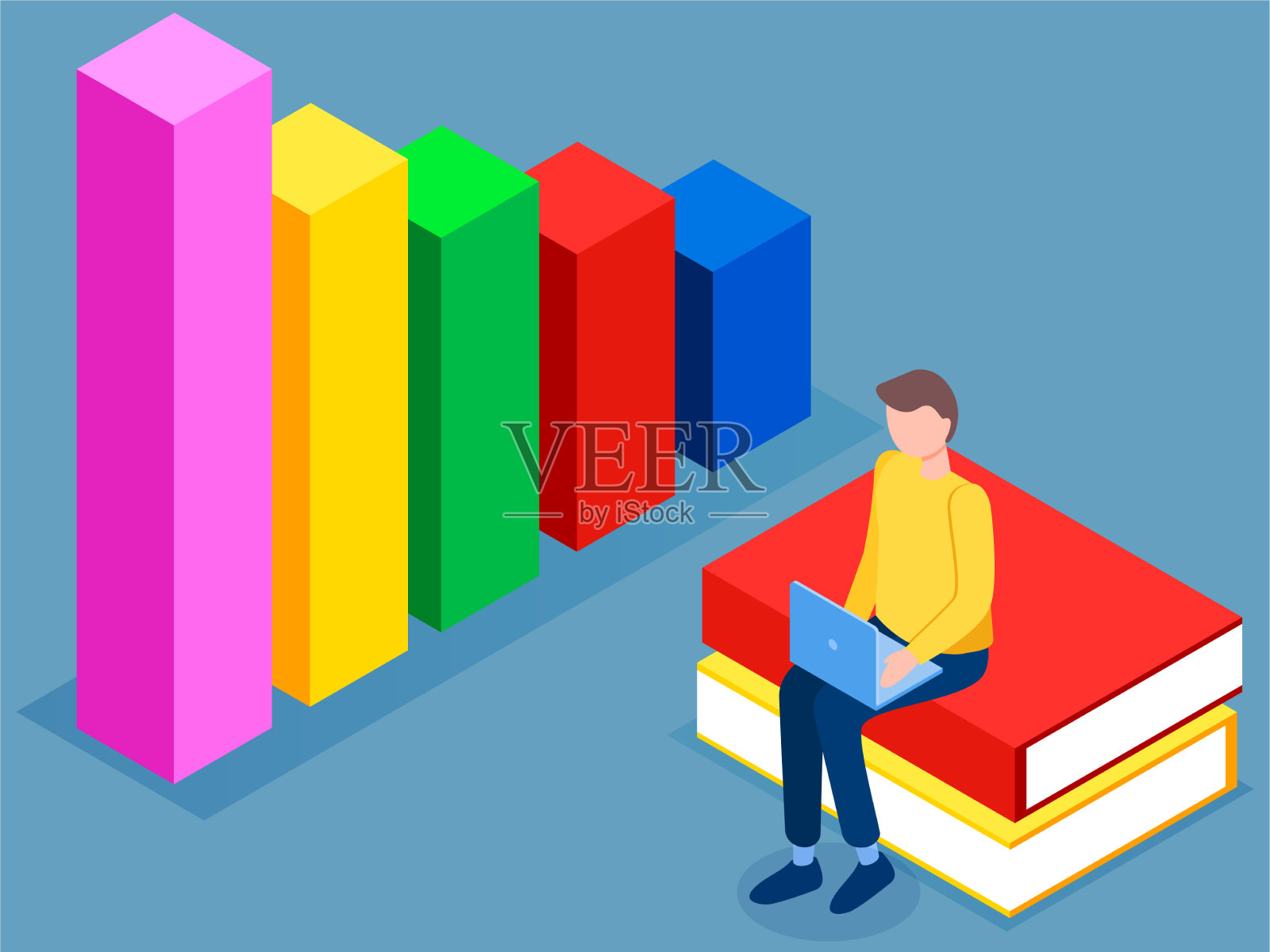 曼用图表研究统计数据分析插画图片素材