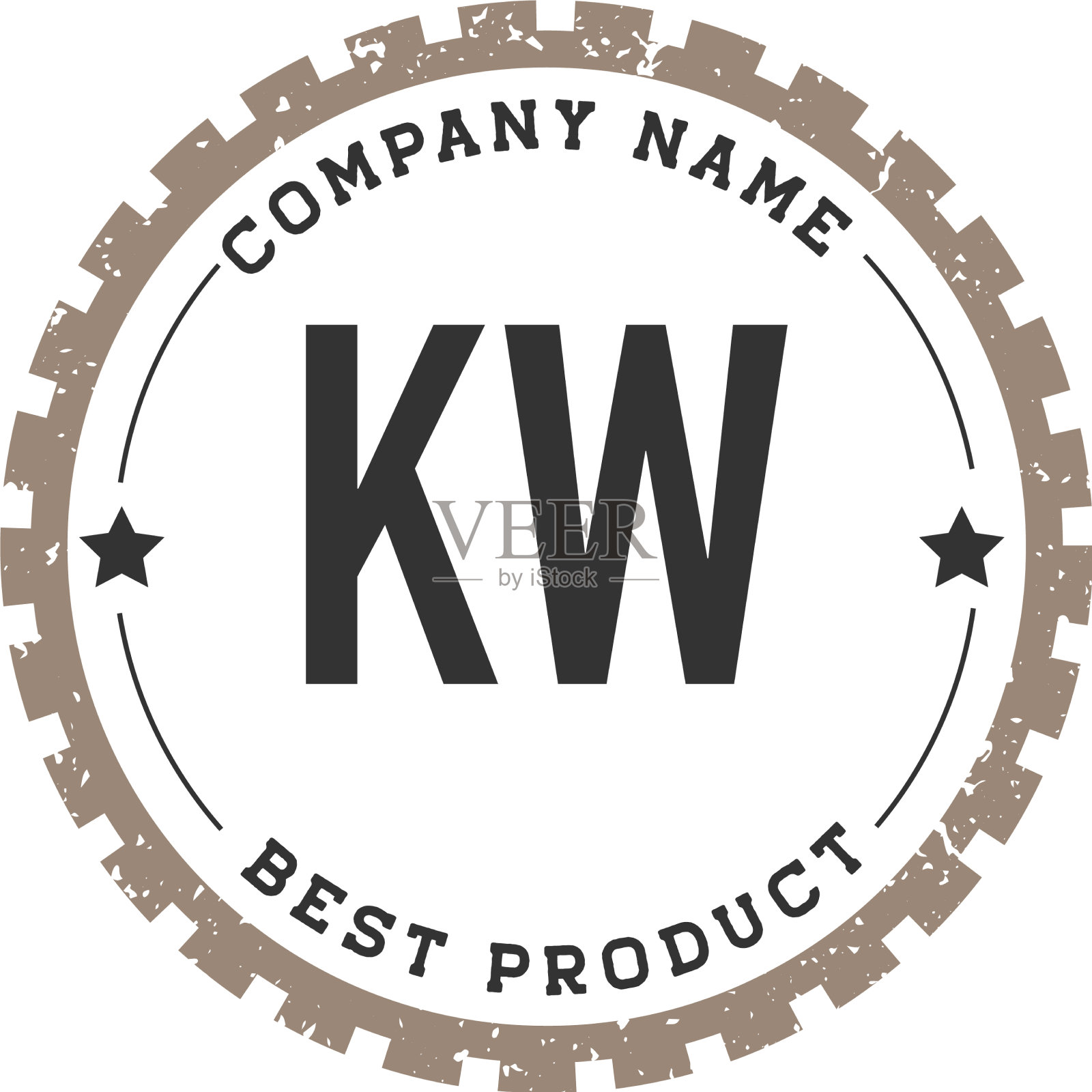 初始字母kw齿轮复古标志概念插画图片素材