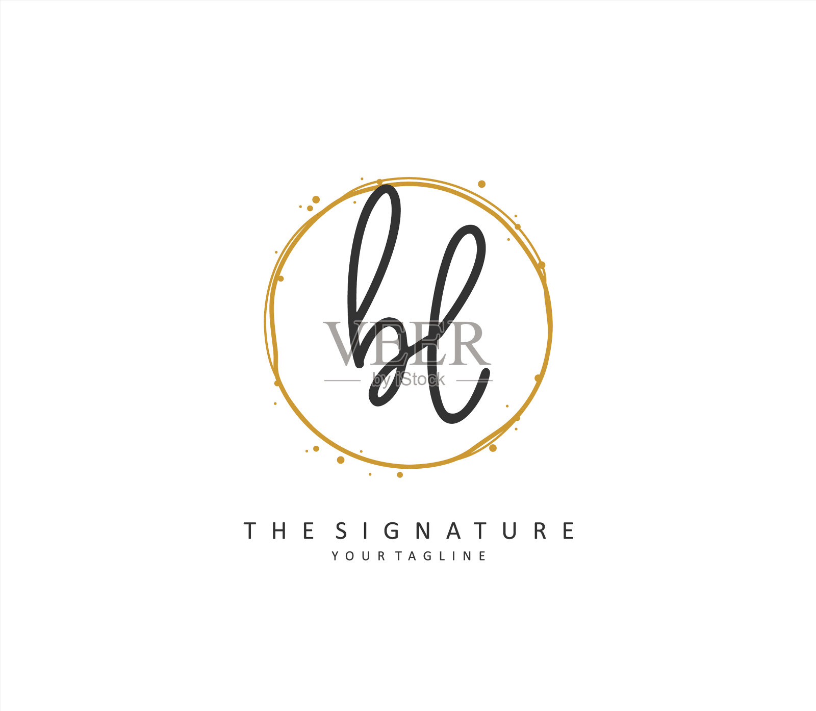 Bl首字母手写和签名标志插画图片素材