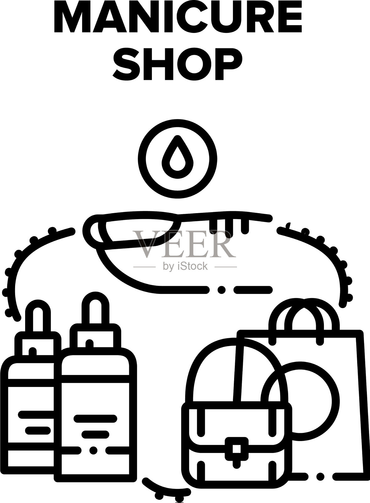 美甲店黑插画图片素材