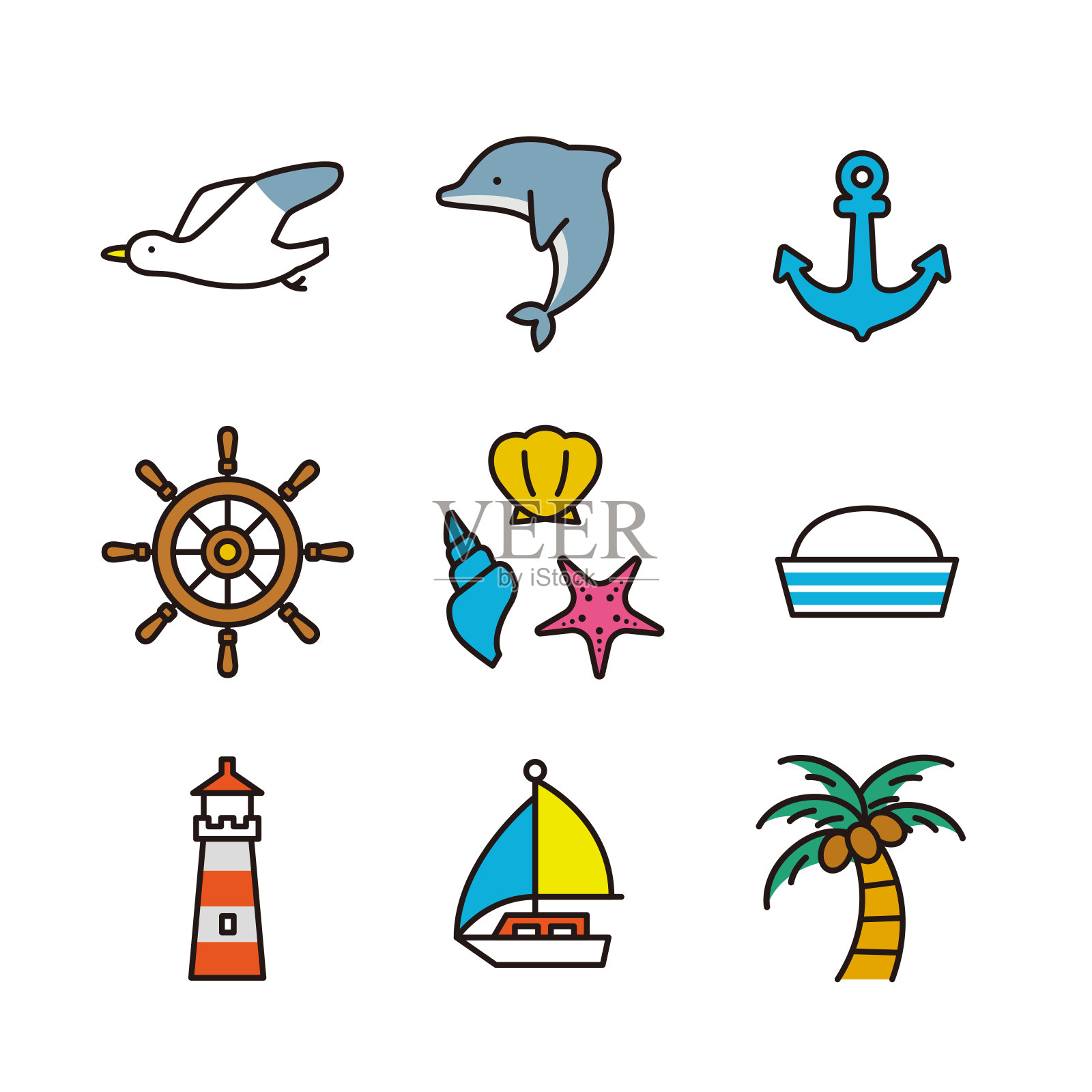 简单的图标设置:夏季海洋项目图标素材