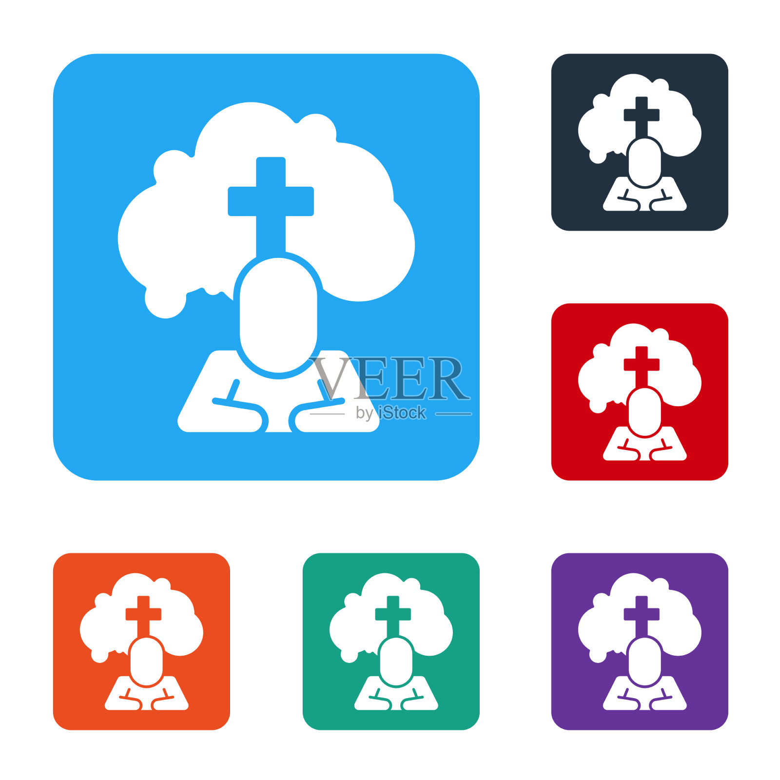 白人的坟墓葬礼悲哀的偶像孤立图标素材