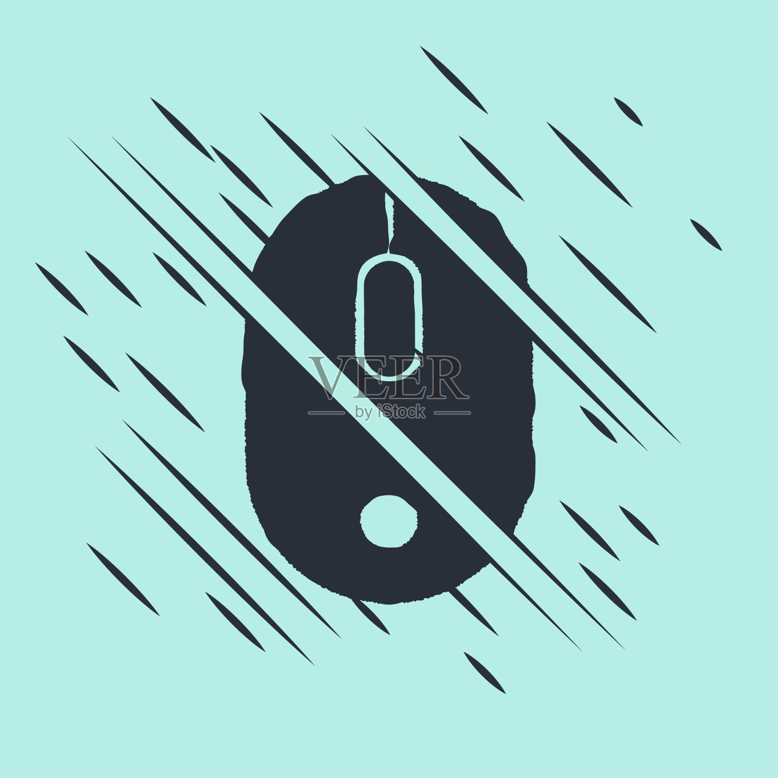 黑色鼠标图标隔离在绿色上插画图片素材