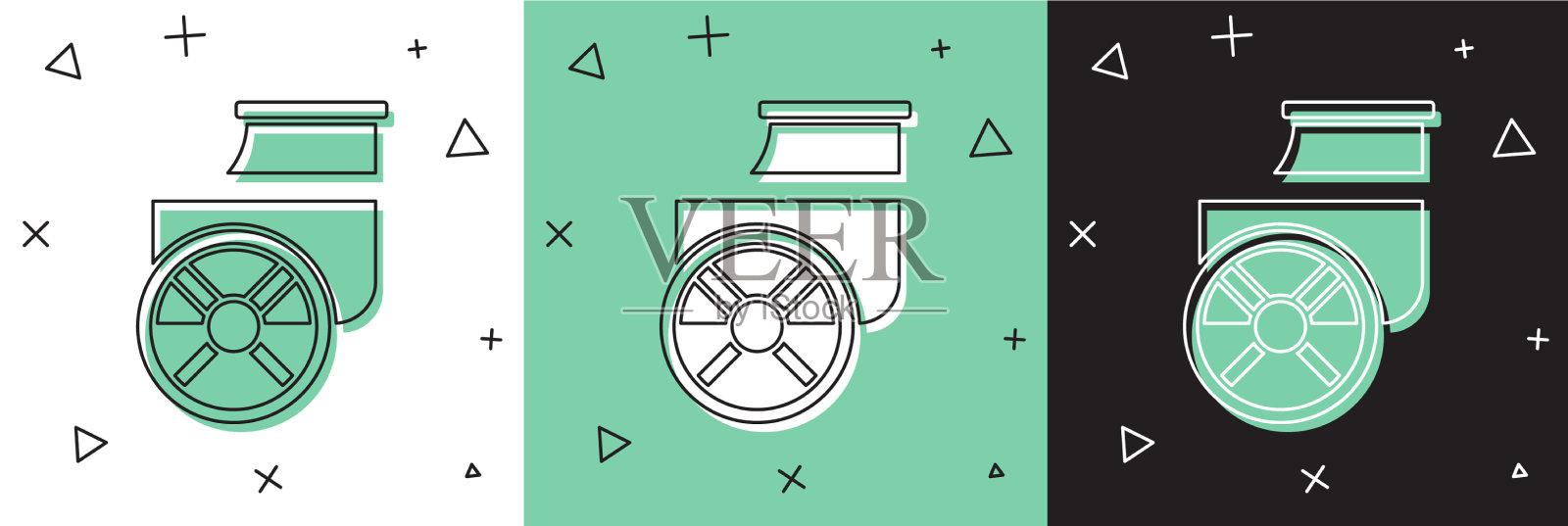 设置古希腊战车图标孤立在白色插画图片素材