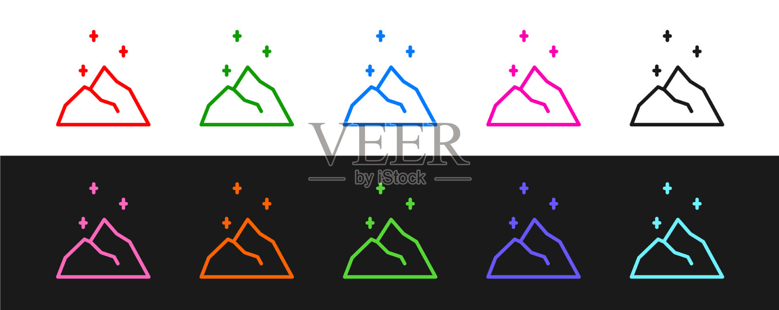 设定线魔粉图标隔离在黑色和图标素材