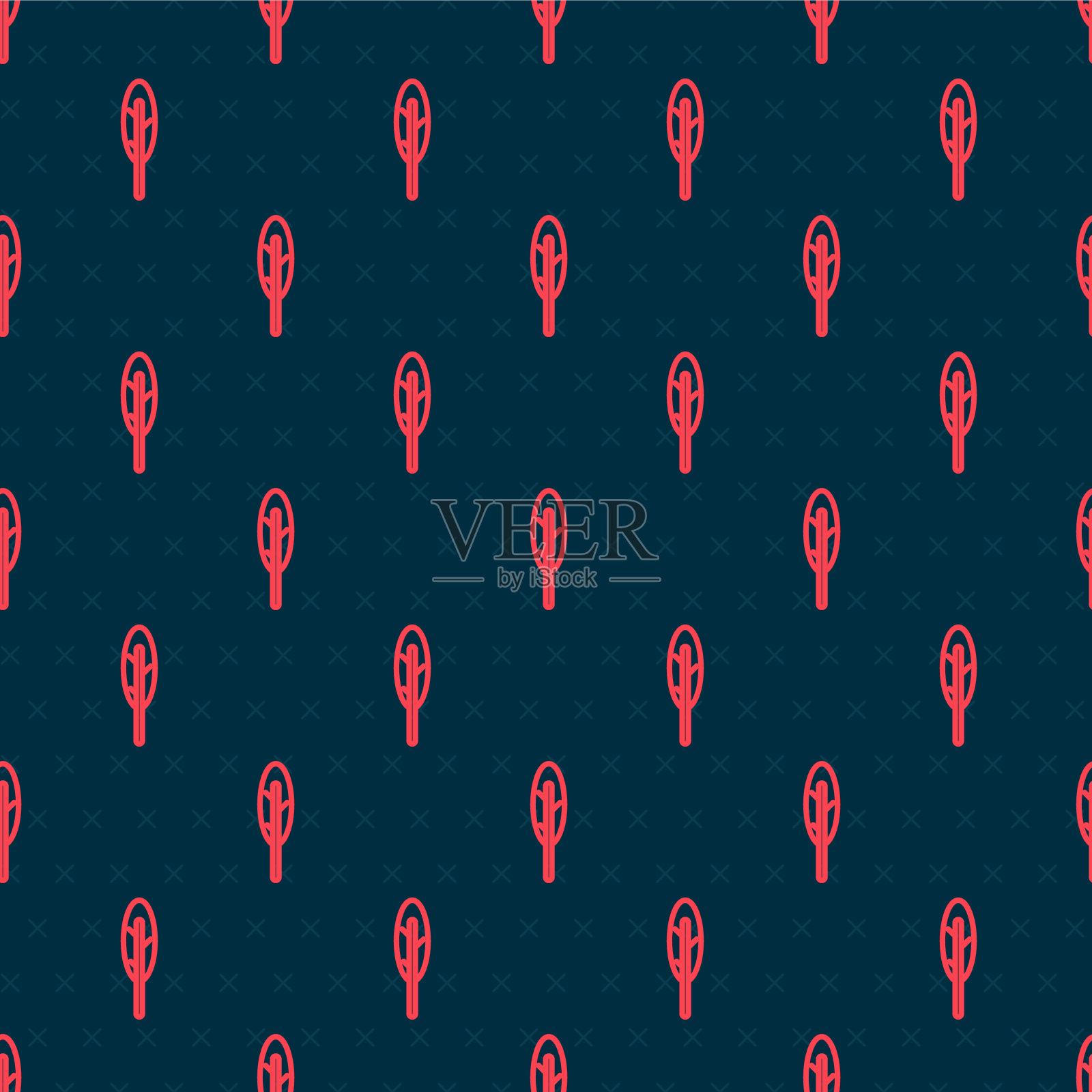 红色线羽笔图标隔离无缝插画图片素材