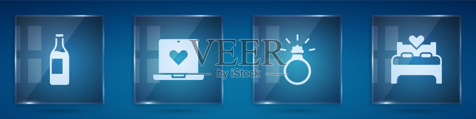 设定红酒瓶子约会应用在线钻石图标素材