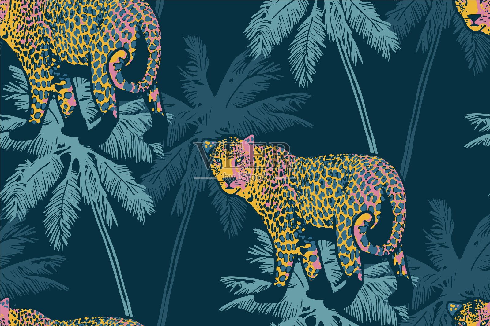 生动的热带无缝图案插画图片素材