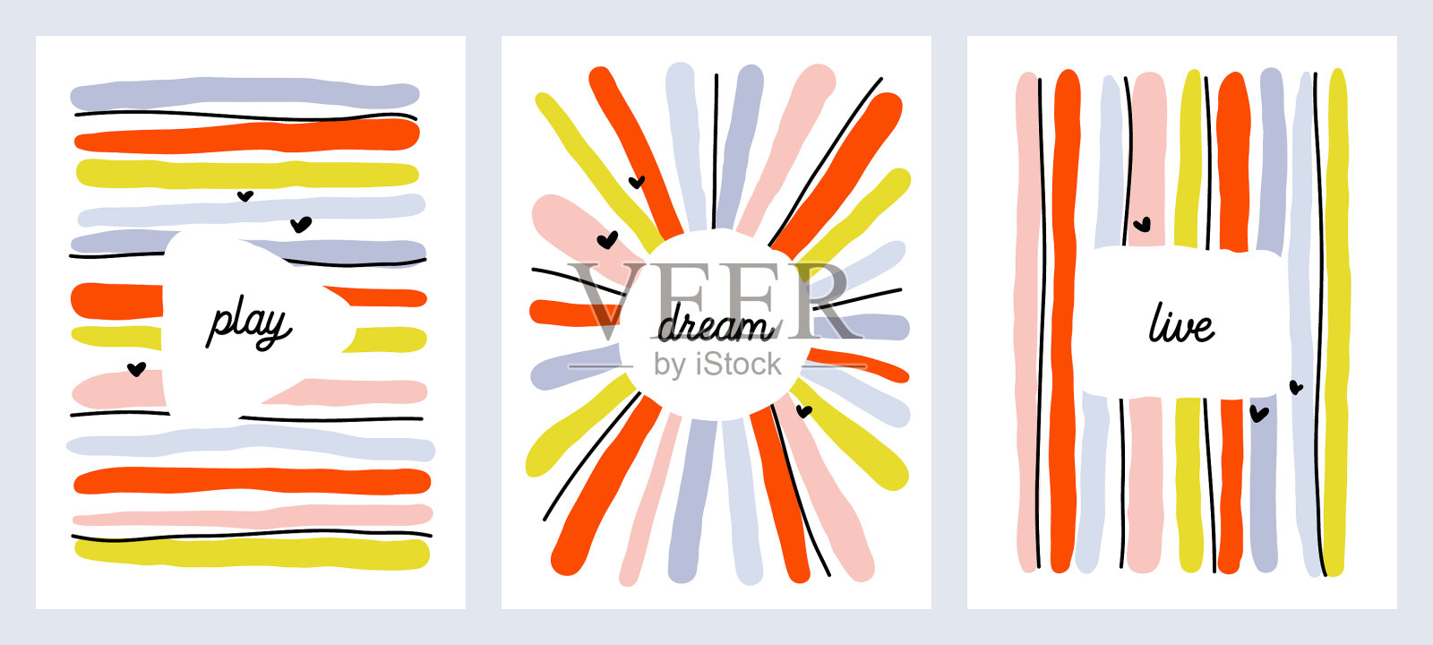 卡片设置抽象多彩的线条和复制空间插画图片素材