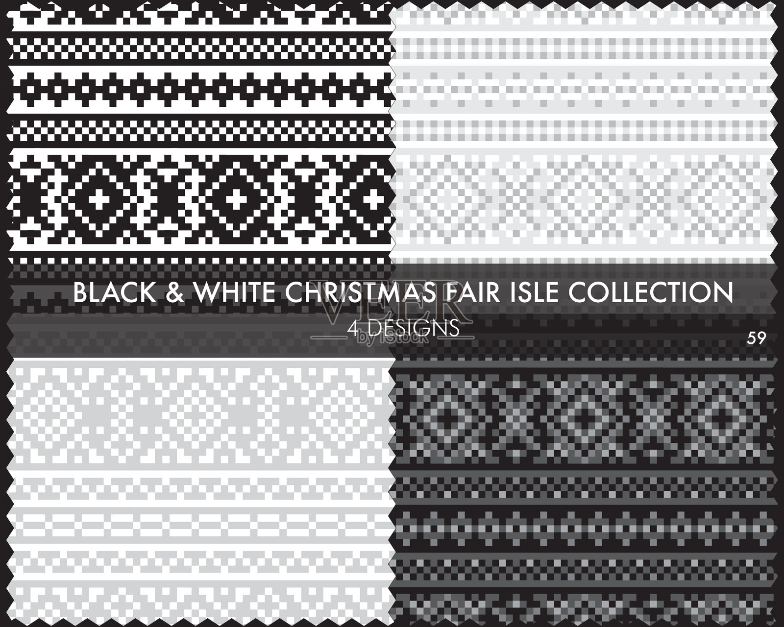 黑色和白色圣诞集市岛无缝插画图片素材