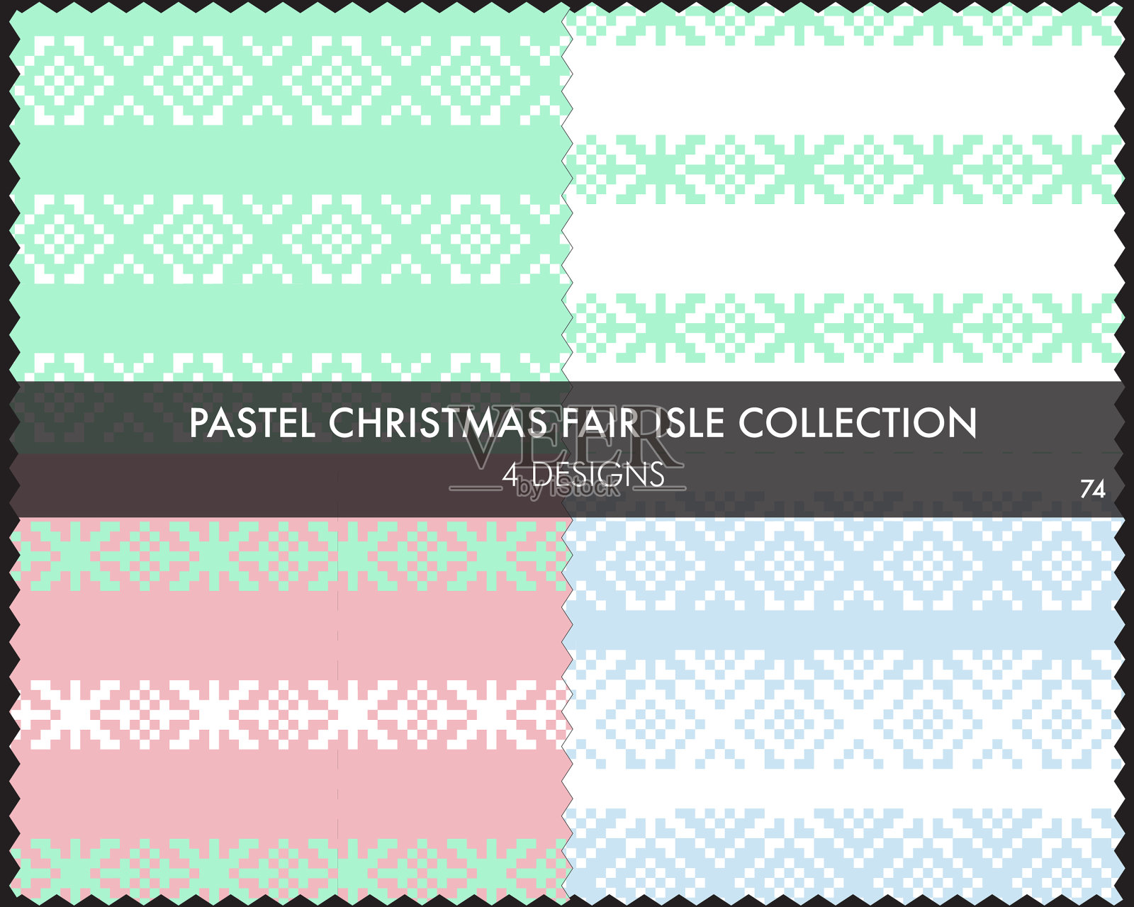 彩色圣诞集市岛无缝图案插画图片素材