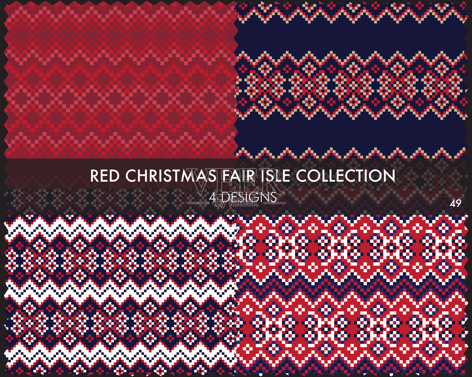 红色圣诞集市岛无缝图案插画图片素材