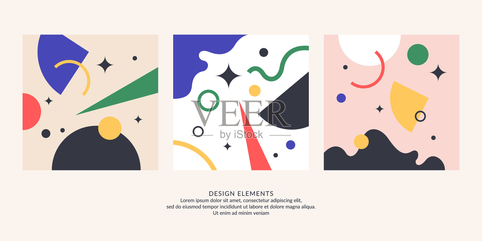 抽象元素在复古风格的模板插画图片素材