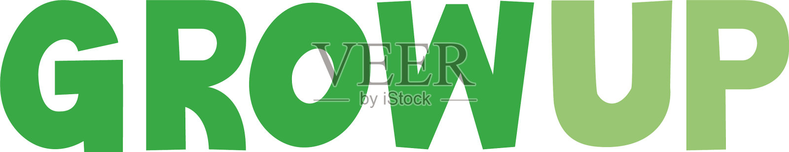 用绿色字体长大插画图片素材